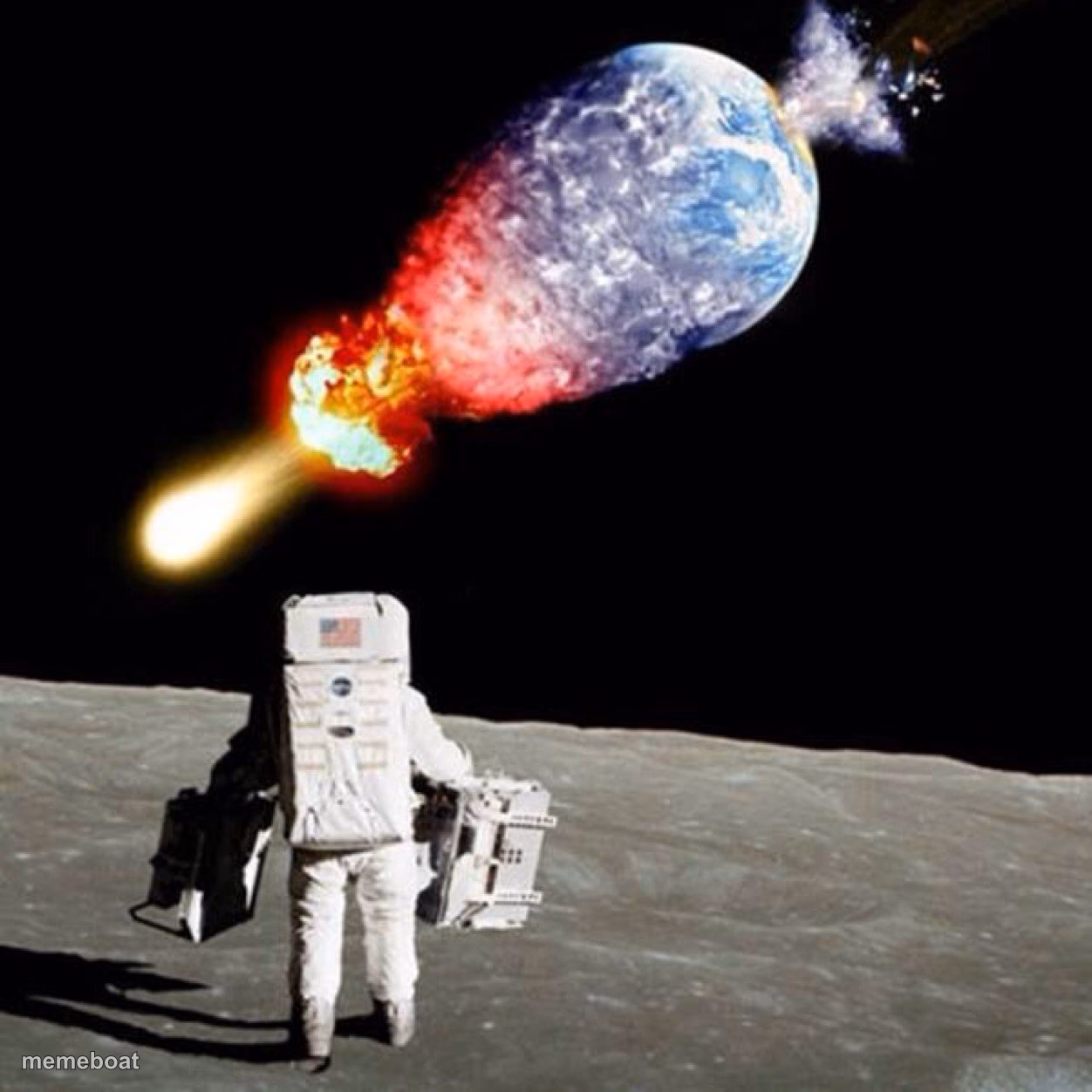 astronaut see planet earth destroyed - meme generator image preview