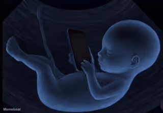 Baby Holding a Phone Inside the Fetus