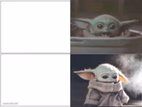 Baby Yoda happy then sad