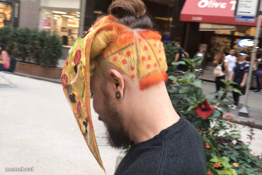 Pizza Slice Hair Mohawk - meme generator image preview