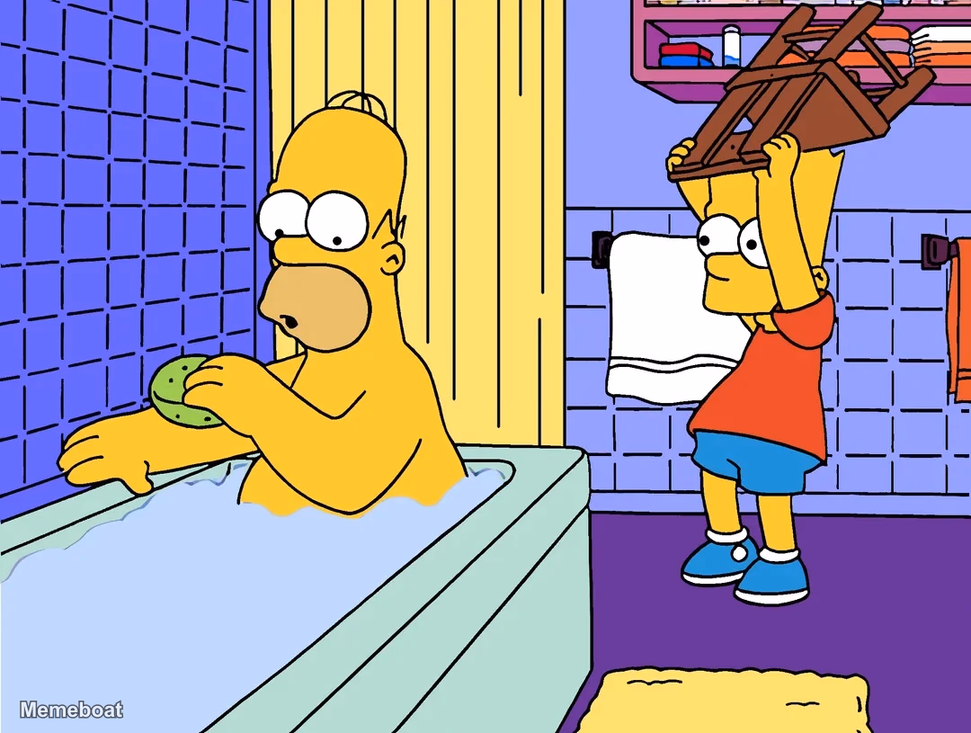 Bart Hitting Homer with a Chair - The Simpsons - meme generator image preview