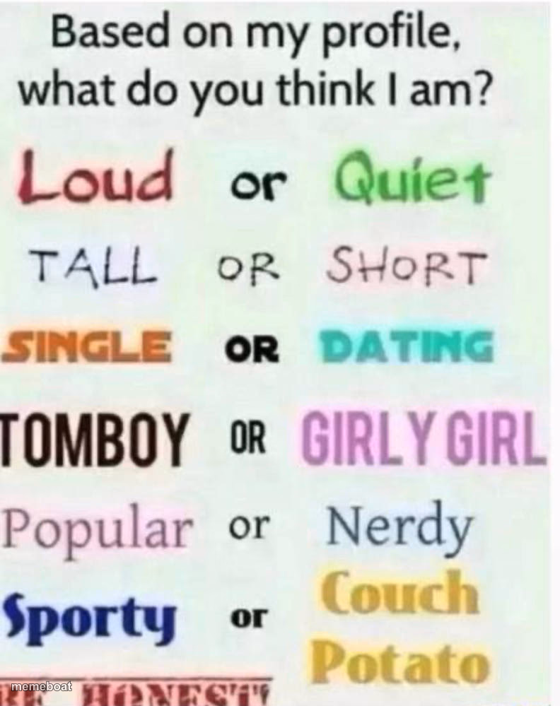 based on my profile what do you think I am? - meme generator image preview