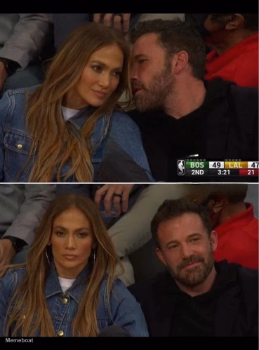 Ben Affleck Whispering to Jennifer Lopez - meme generator image preview