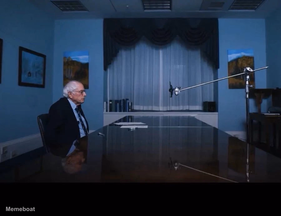 Bernie Sanders Speaking to Anthropic’s AI Agent Claude - meme generator image preview