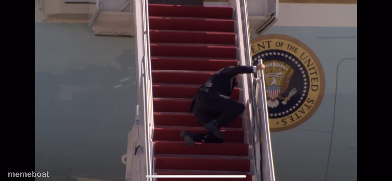 Biden Falling Down Stairs - meme generator image preview