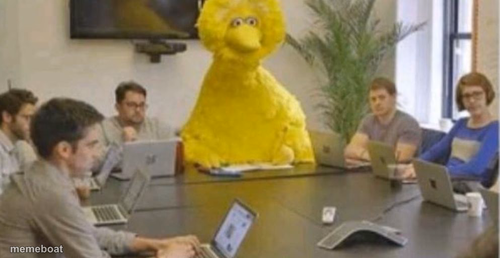 Big Bird at Meeting - meme generator image preview