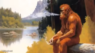 Big Foot Smoking a Cigarette While Pondering