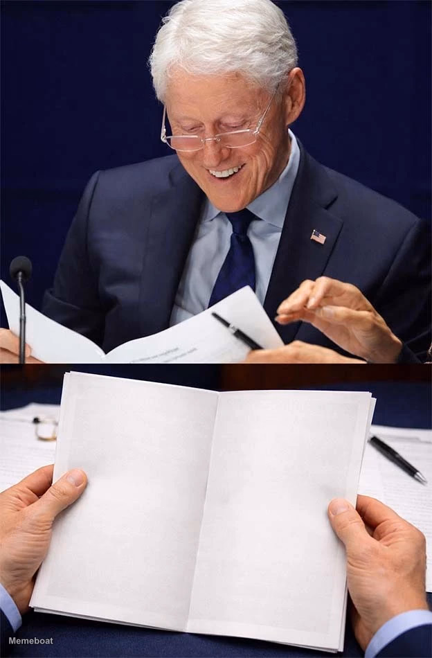 Bill Clinton Smiling at Documents Blank Template - meme generator image preview