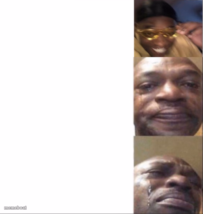 Black Guy Happy then Crying - meme generator image preview