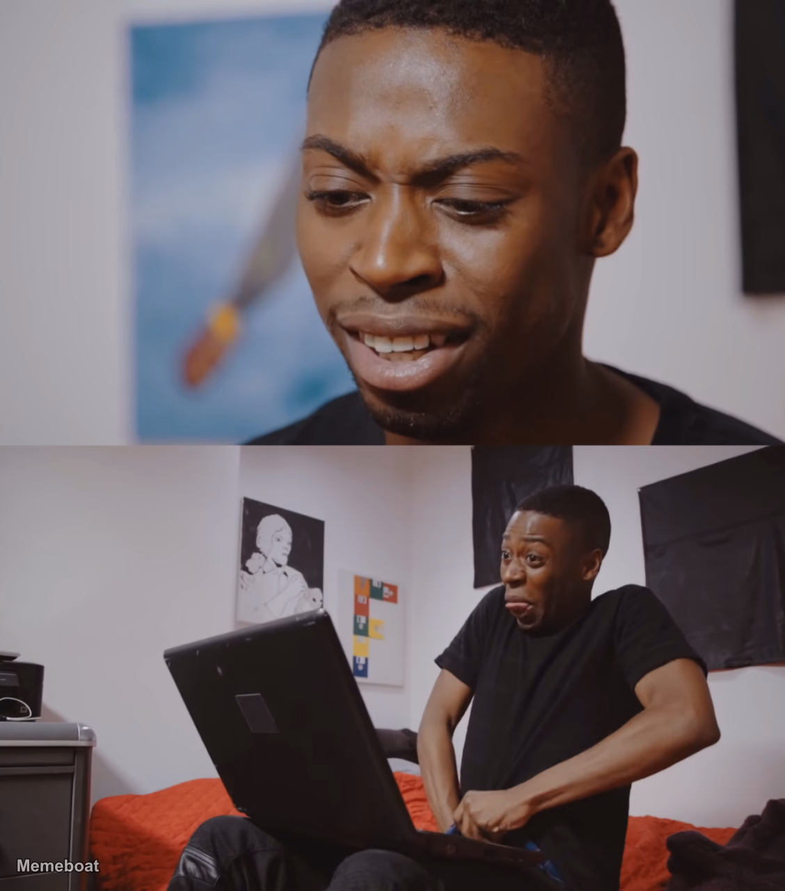 Black Guy With Laptop With Hands In Pants - meme generator image preview