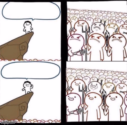 Blank pitchforks, top & bottom panels reversed - meme generator image preview