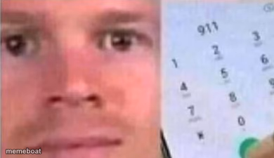 Blinking White man calling 911 - meme generator image preview