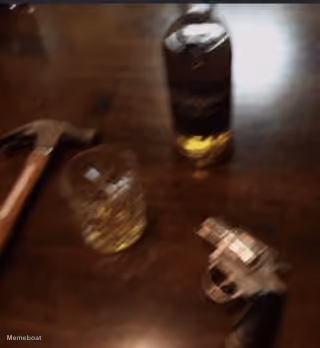 Blurry POV Gun and Alcohol on Table