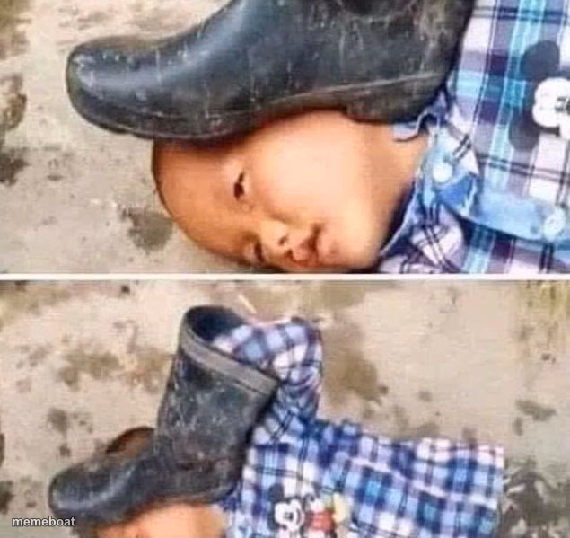 Boot On Head Kid - meme generator image preview