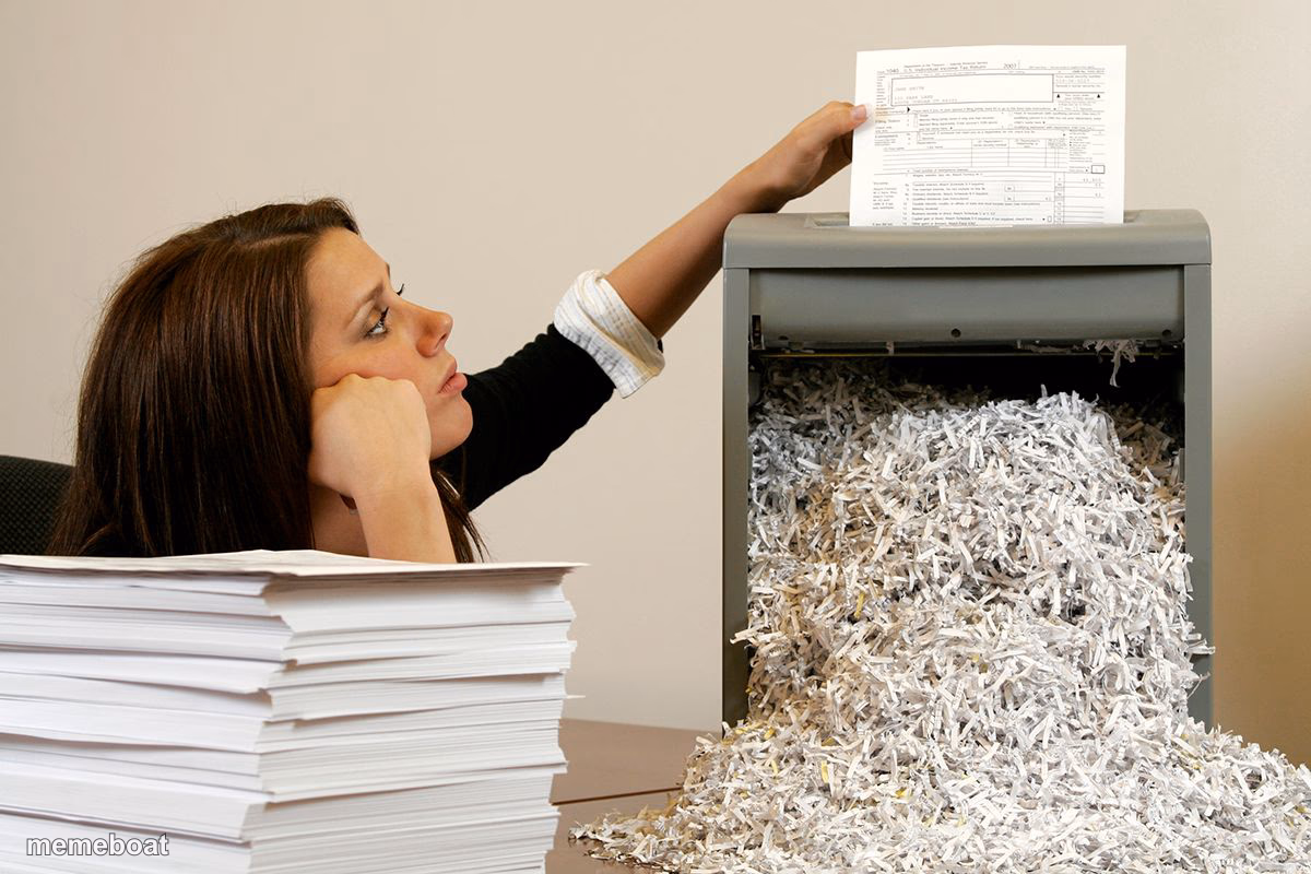 bored shredder paper woman - meme generator image preview