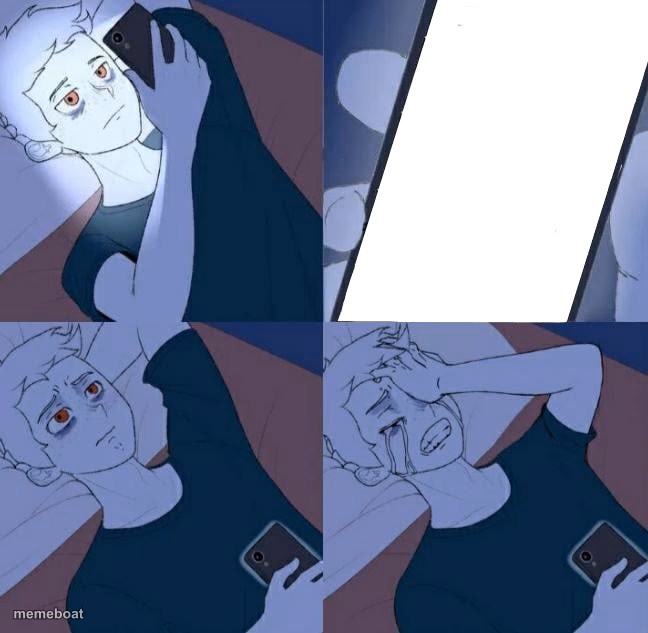 Boy crying in bed - meme generator image preview