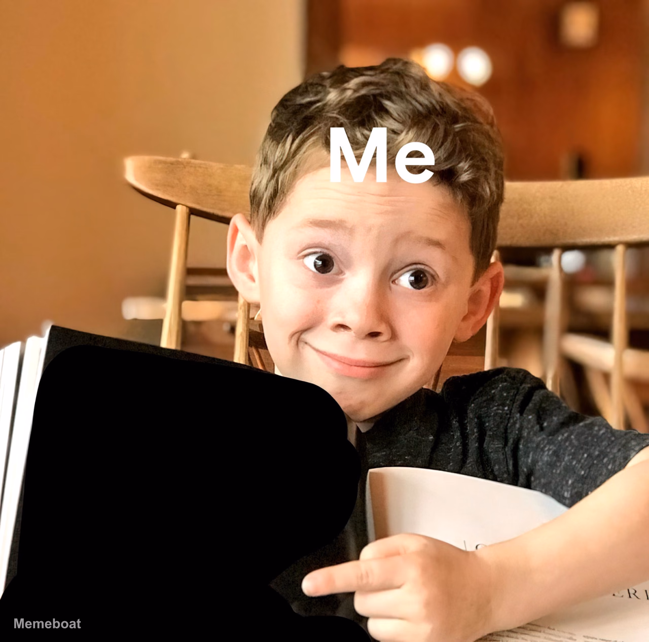 Boy Pointing at The Facts Book - meme generator image preview