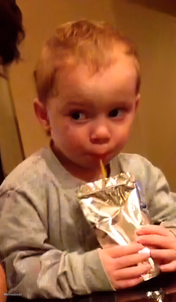Boy Sipping Juice Box - meme generator image preview
