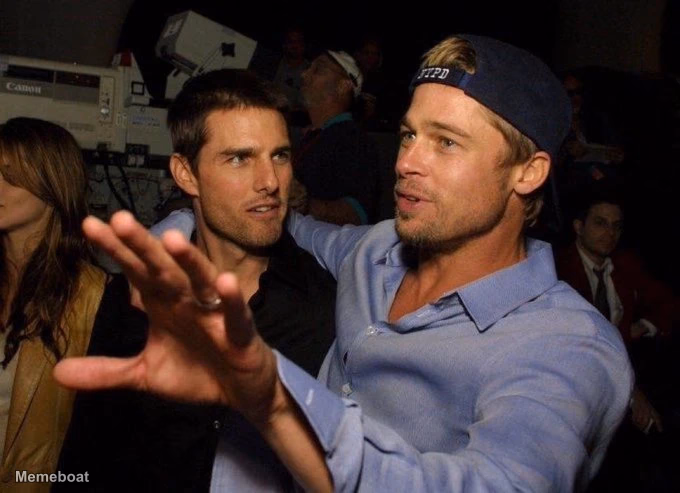 Brad Pitt Gesturing to Tom Cruise - meme generator image preview