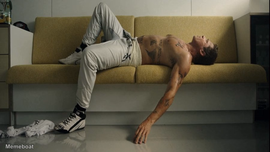 Brad Pitt Resting on a Sofa F1 - meme generator image preview