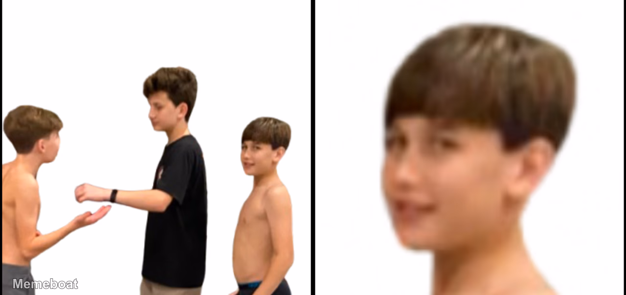 Kid Watching Fight Smiling - meme generator image preview