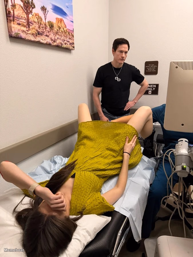 Bryan Johnson watching Kate getting an ultrasound - meme generator image preview
