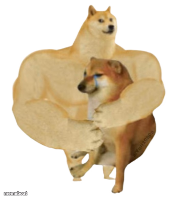 Buff Doge hugs cheems transparent - meme generator image preview