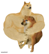 Buff Doge hugs cheems transparent
