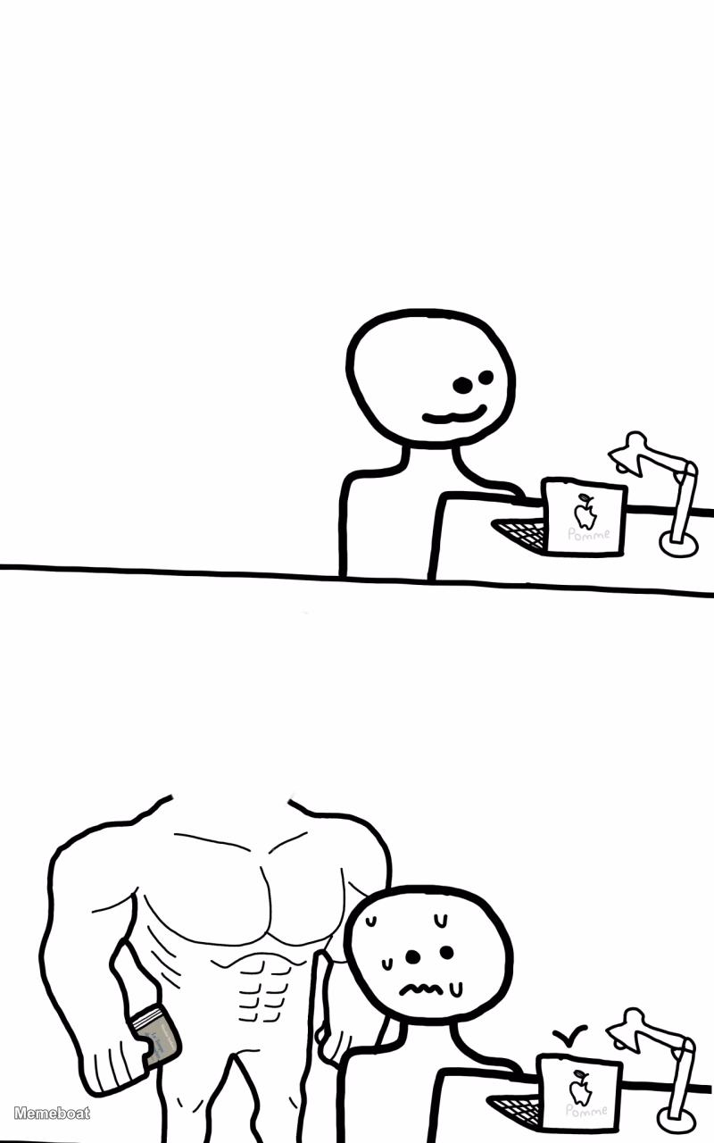Buff Guy Behind Scared Person - meme generator image preview