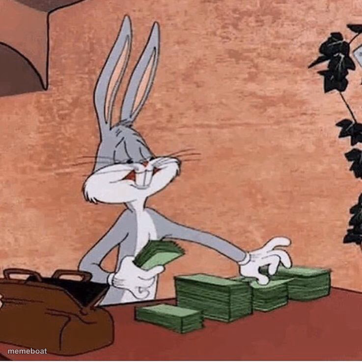 Bugs Bunny Stacking Money - meme generator image preview