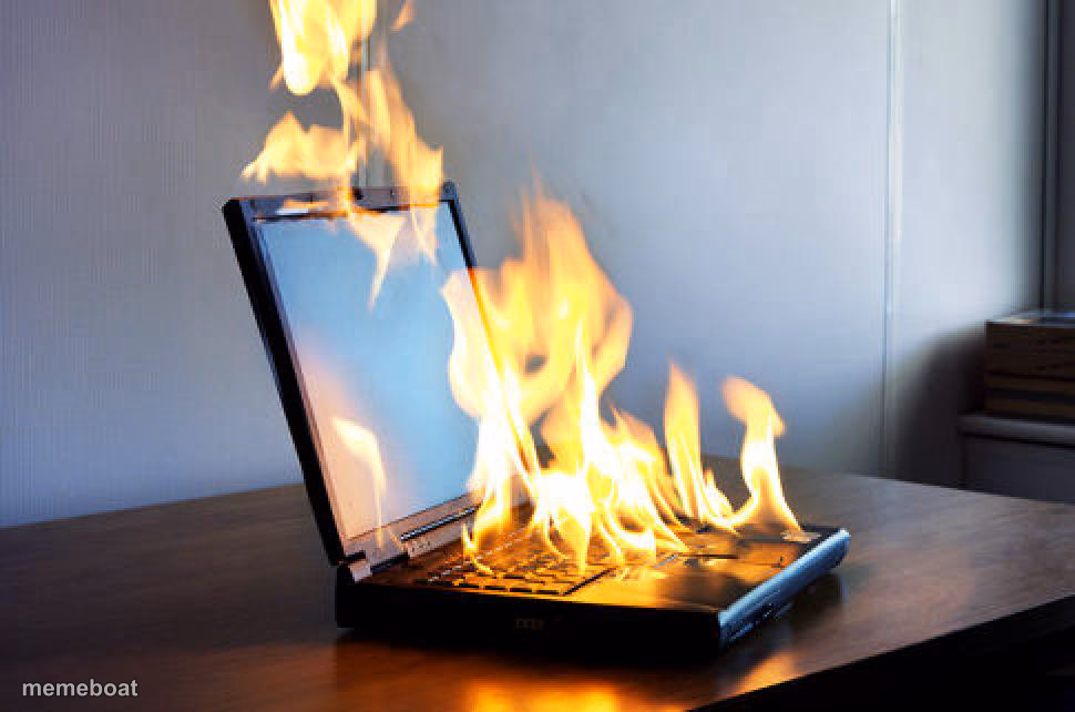 Burning laptop - meme generator image preview