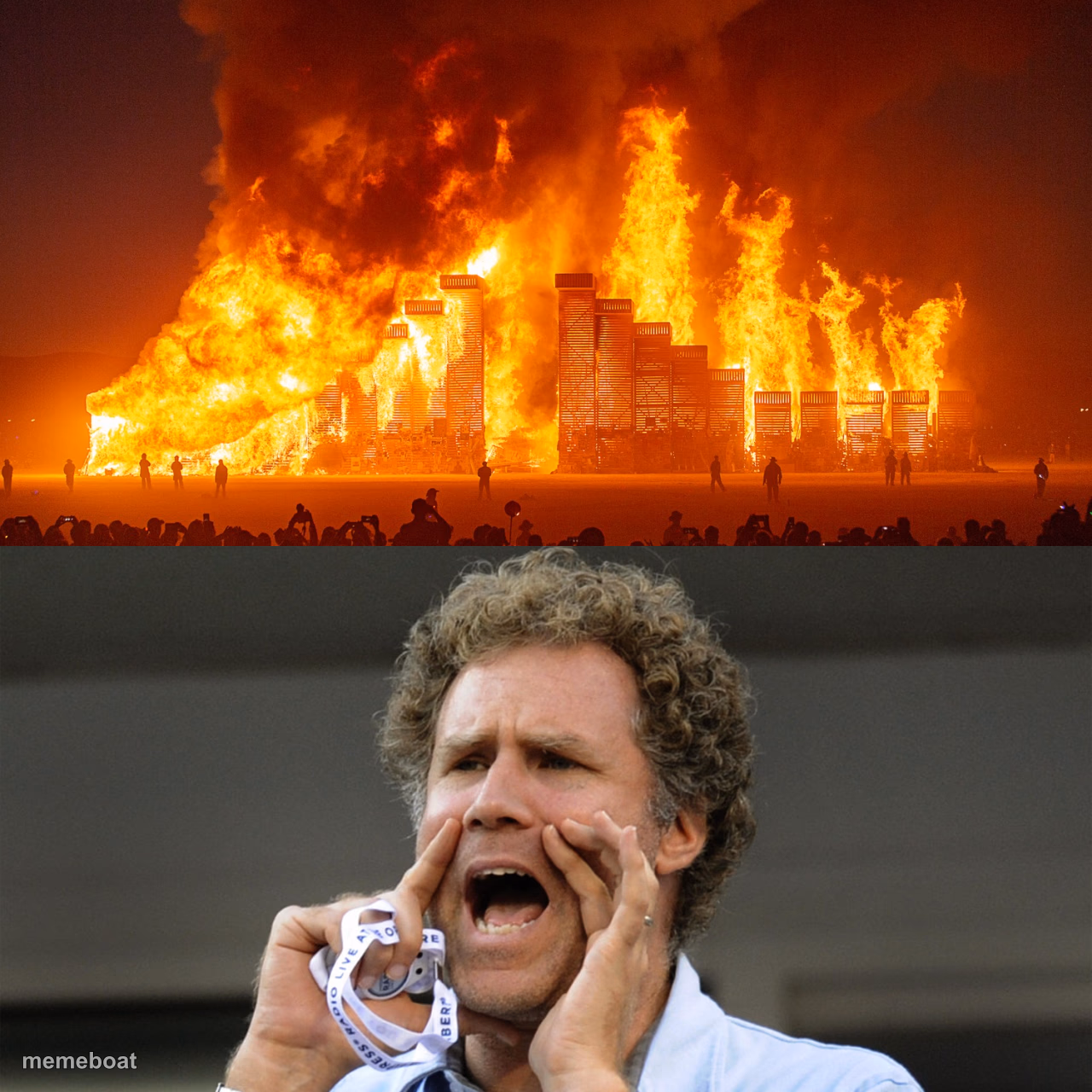 burning world Will Ferrel shouting - meme generator image preview