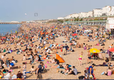 Busy beach social isolation