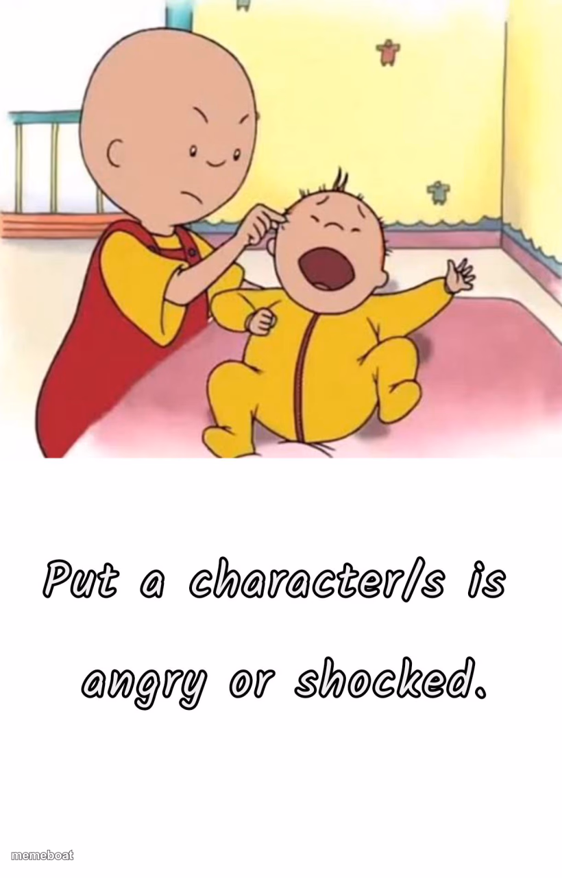 Caillou pinches Rosie (meme blank) - meme generator image preview