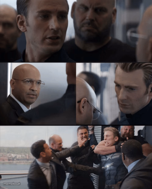 Captain America Elevator Fight - meme generator image preview