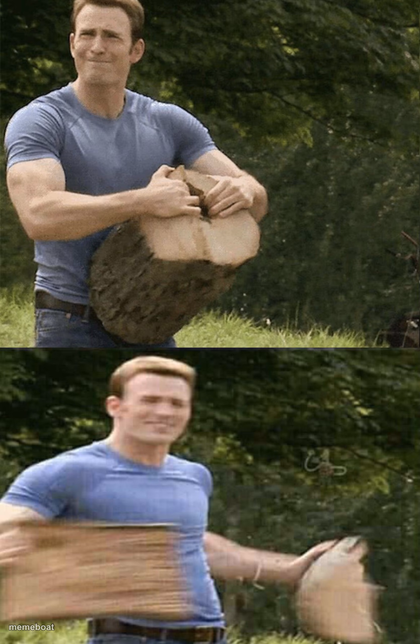 Captain America Rips Log in Two - meme generator image preview