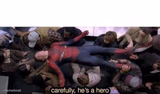 Carefully he's a hero