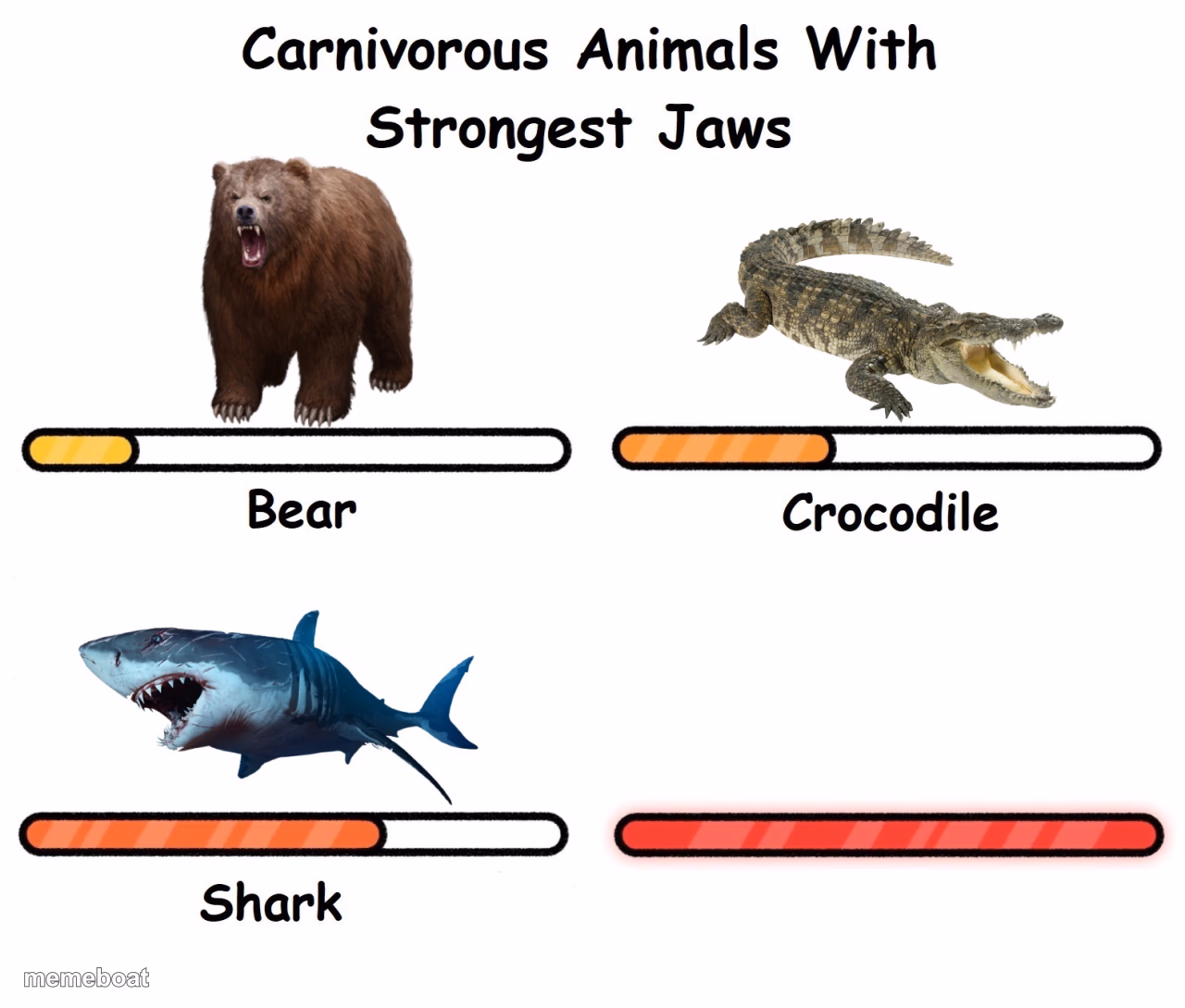 Carnivorus animals with strongest jaws - meme generator image preview