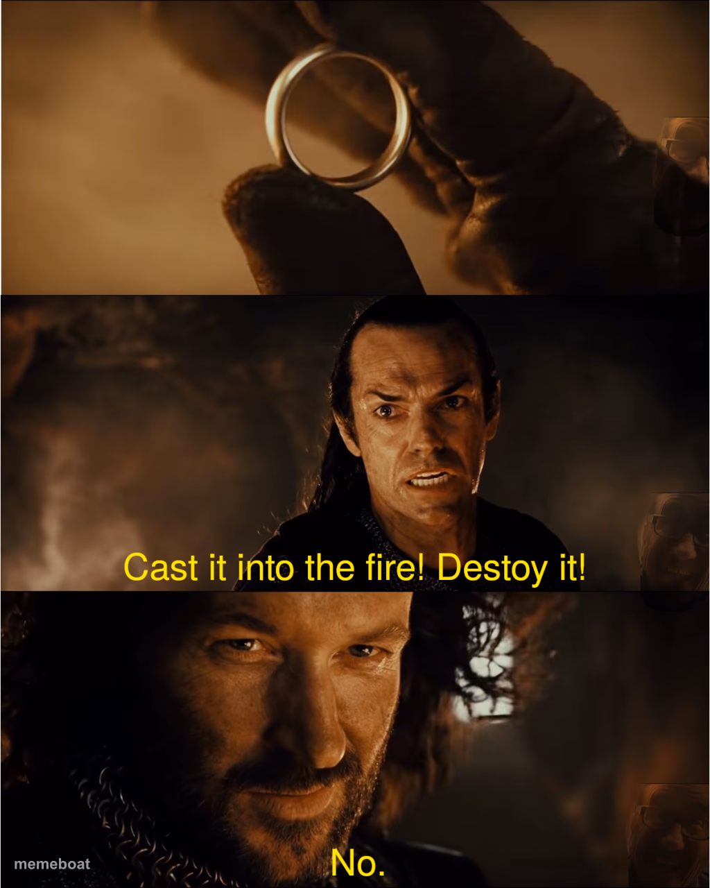 cast it into the fire - meme generator image preview
