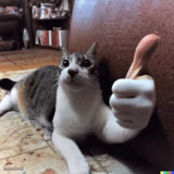 cat with a thumbs up