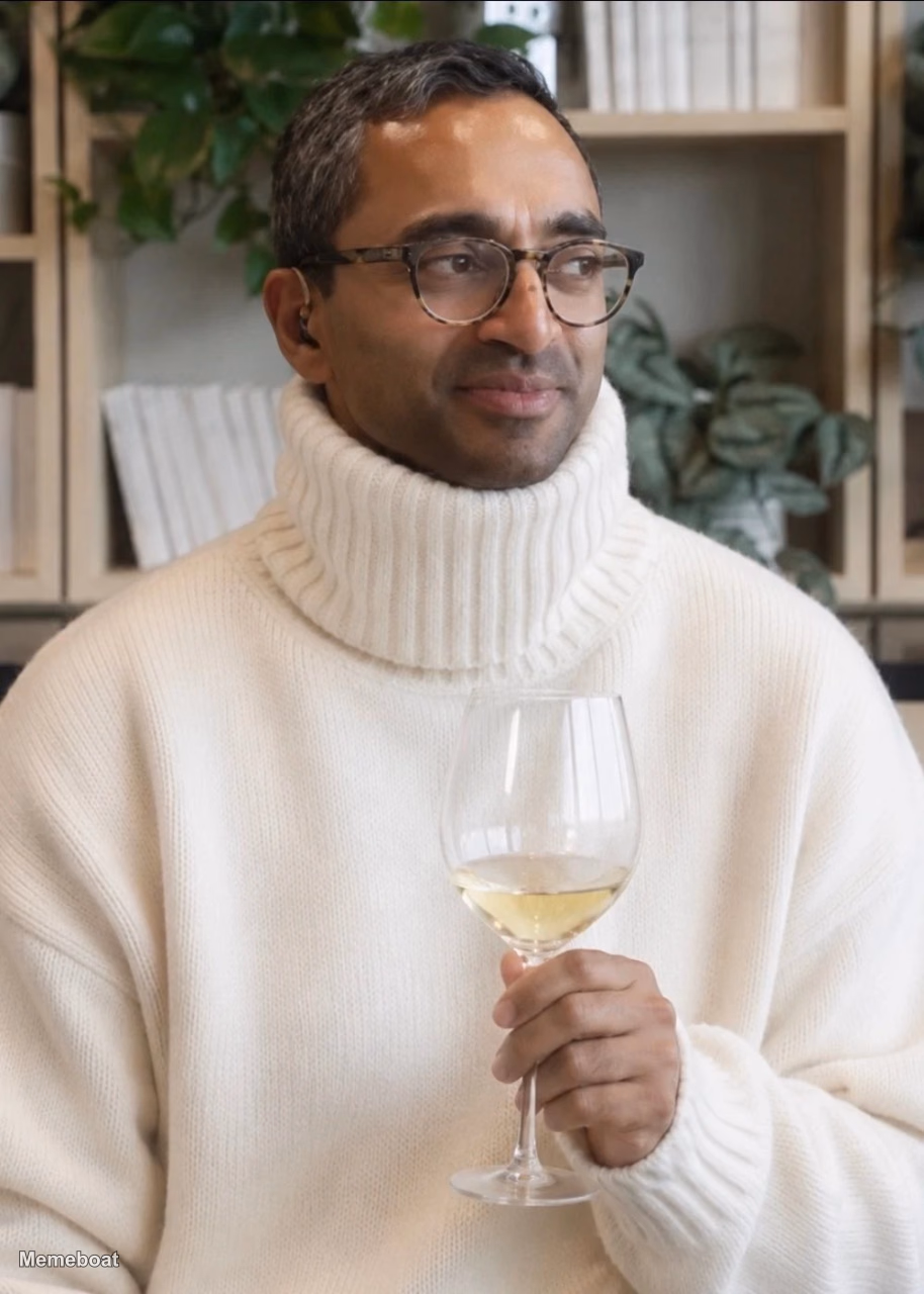 Chamath Palihapitiya Drinking Wine - meme generator image preview