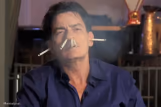 Charlie Sheen Smoking a Normal Amount of Cigarettes
