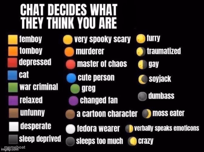 Chat decides what they think you are - meme generator image preview