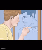 Guy Pointing At Mirror Reflection
