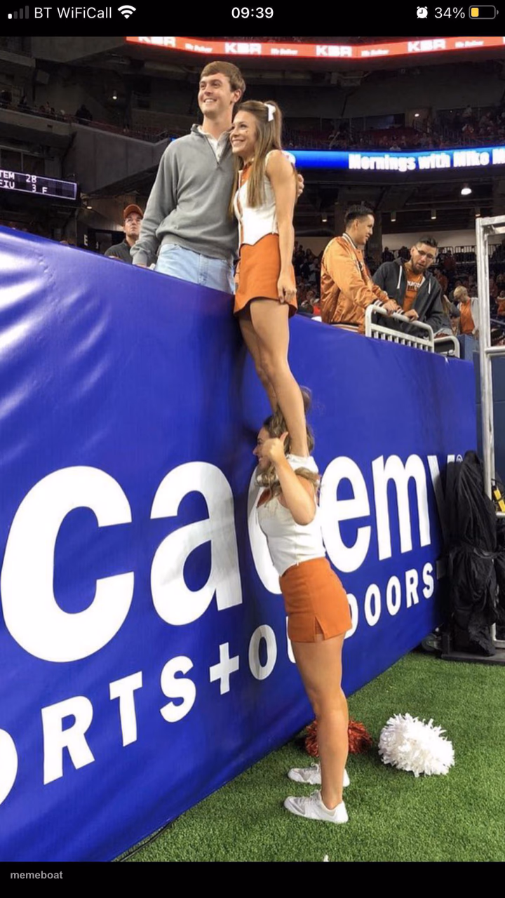 Cheerleader Standing on Shoulder - meme generator image preview