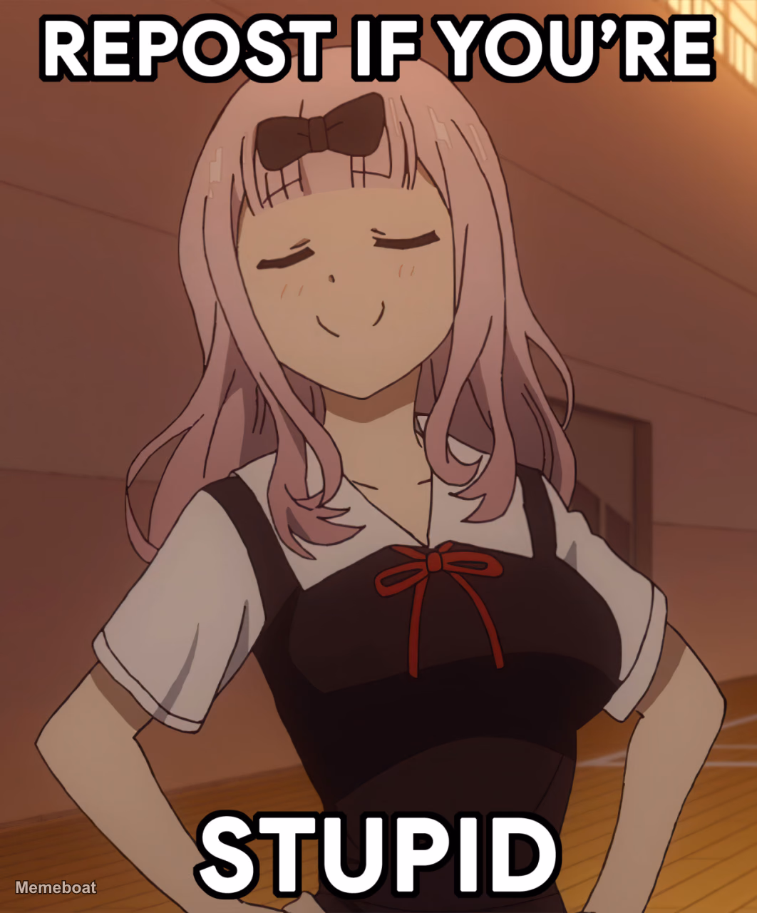 Chika Repost If You're Stupid - meme generator image preview