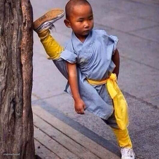 Chinese boy stretching - meme generator image preview