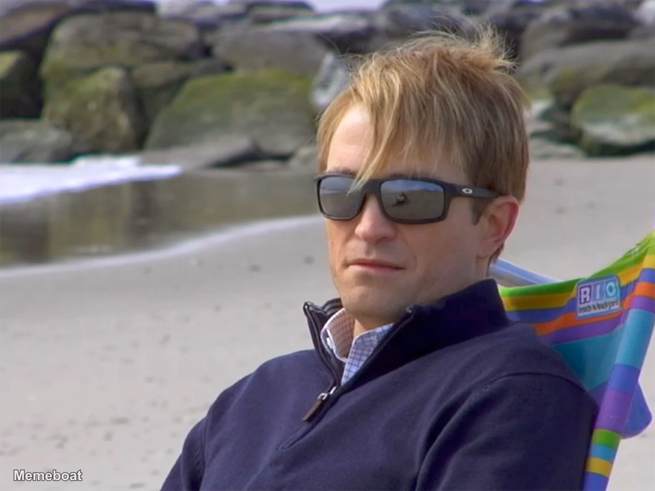 Chris Hansen / Robert Pattinson at the beach - 'Primetime' - meme generator image preview