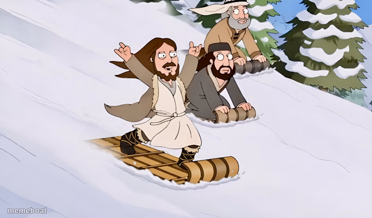 Christ Snowboarding - meme generator image preview