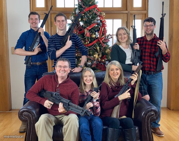 Christmas Photo with Guns - meme generator image preview